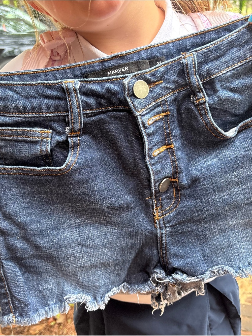 Harper Dark Blue Denim Jeans with Contrast Stitching